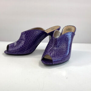 J. Renee Mindi Purple Slide Women's High Heels Shoes Size 8M Faux Snake Skin